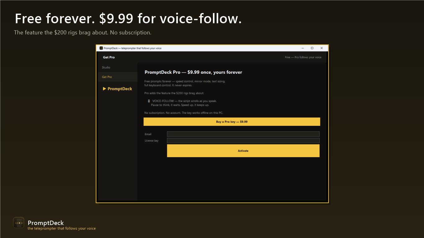 PromptDeck Pro voice-follow